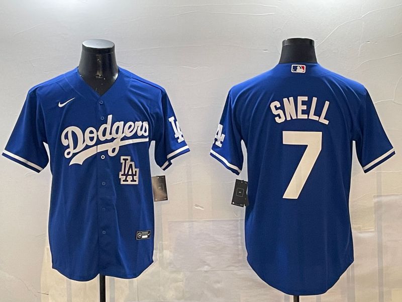 Men Los Angeles Dodgers 7 Snell Blue Game 2024 Nike MLB Jersey style 01153